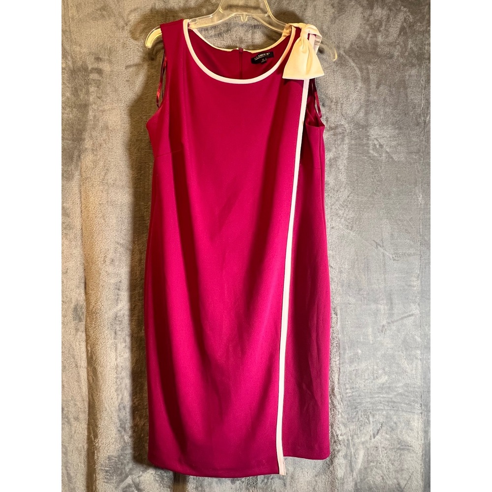 Glamour Fuchsia Bow Accent Shift Dress Sleeveless Womens 12 Midi‎ EveningPro